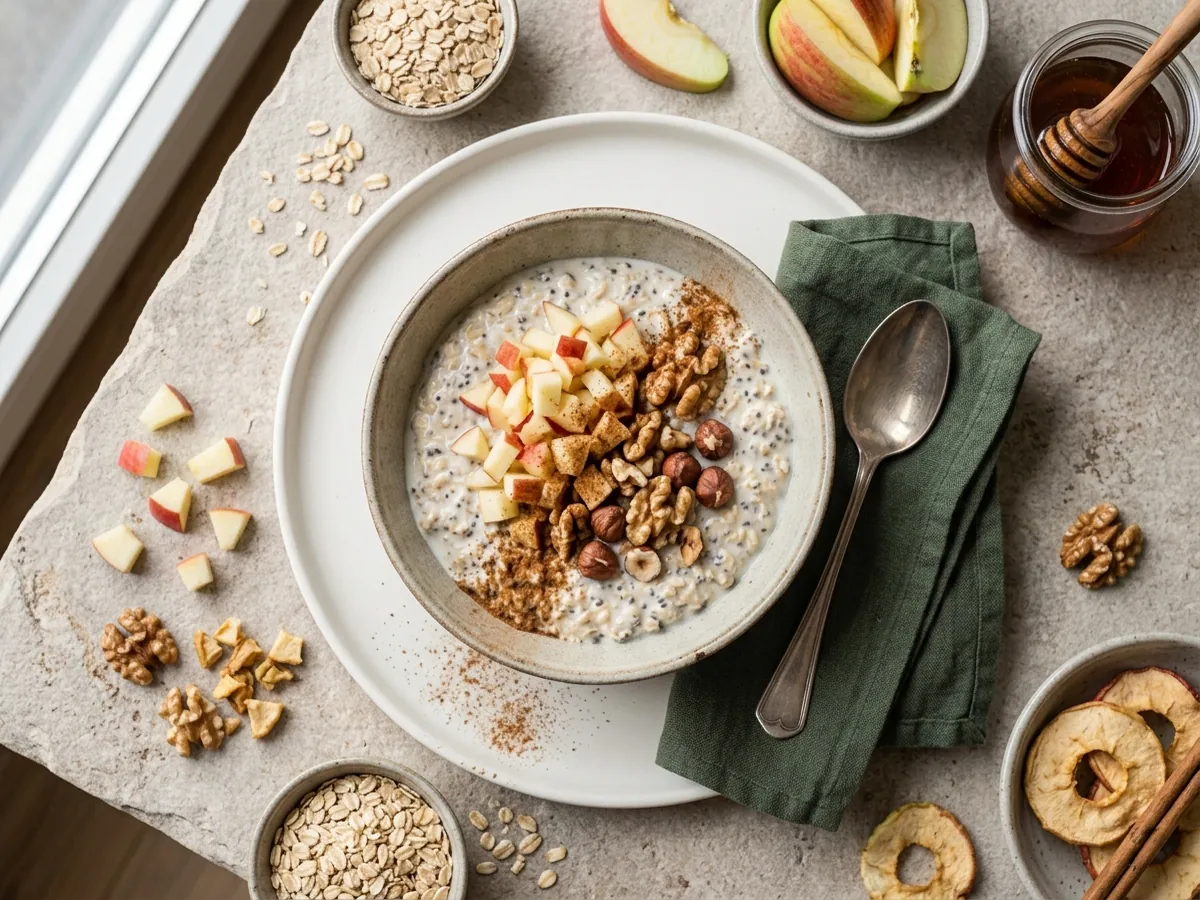 Overnight-Oats mit Apfel, Zimt und Quark